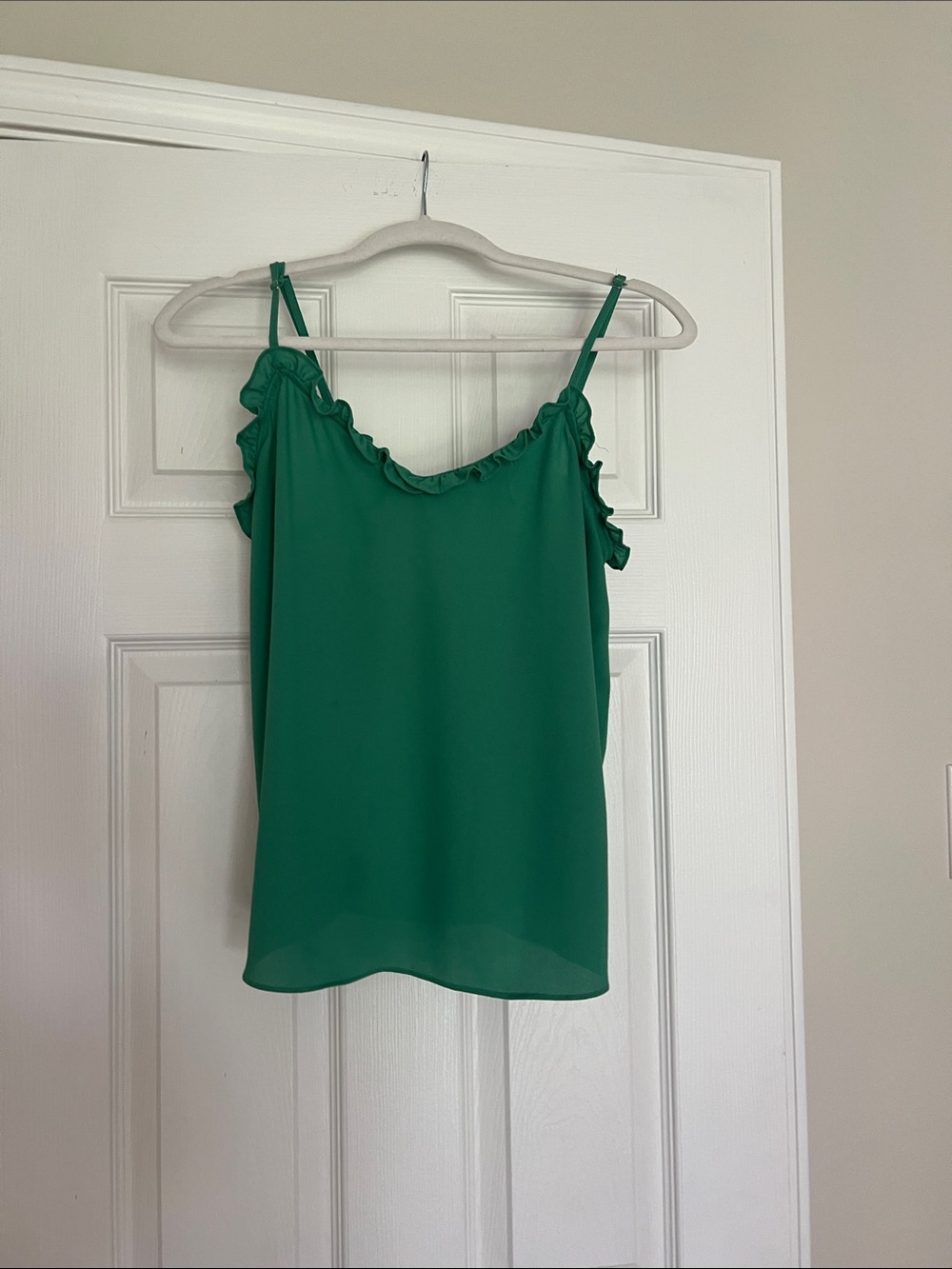 1. State Emerald Green Ruffle-Edge Camisole